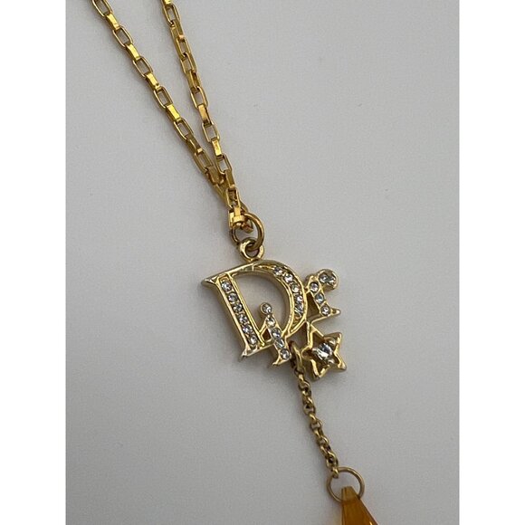 Vintage Dior Charm Necklace Reworked Pendant Gold Plated Box Chain - Picture 4 of 6